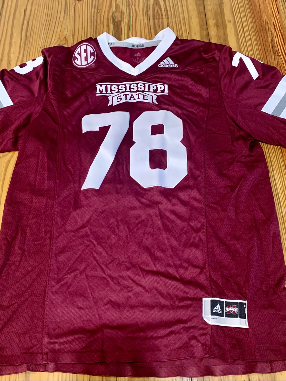 Mississippi State Bulldogs #78 Football Jersey Stitched Adult Large Adidas EUC